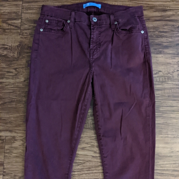 7 for all mankind Maroon Skinny Jeans Size 26 - Picture 9 of 9
